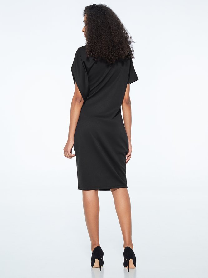 Robes Uni Automne Urbain Polyester Micro-élasticité Quotidien Regular Fit Manches courtes Autres pour Femme