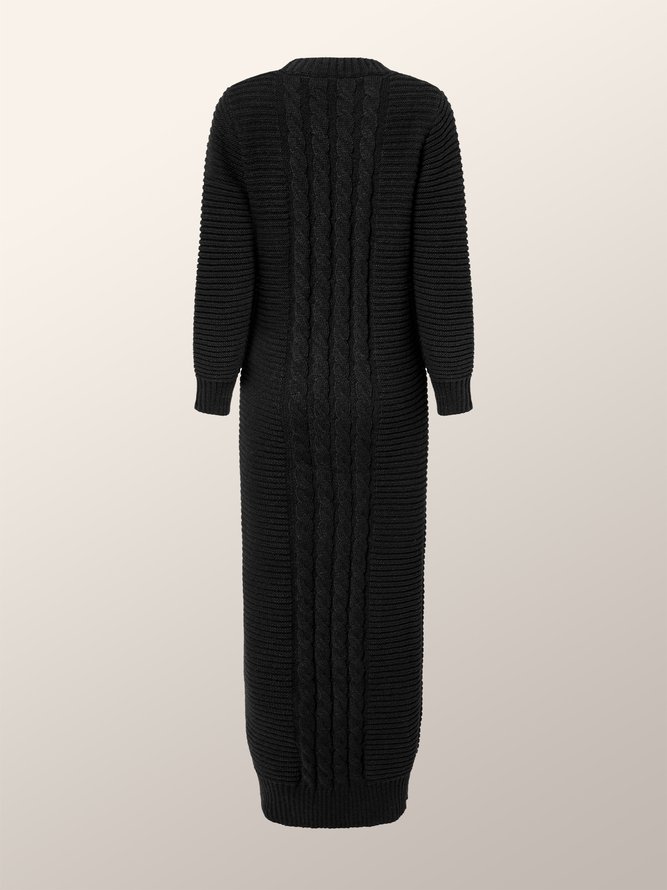 Robes Femmes Plain Hiver Élégant Acrylique Poids lourd Quotidien Long Col Rond Élasticité moyenne