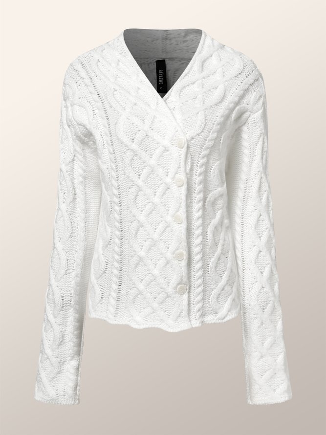 Pull Manteau Décontracté Plain Hiver Col croisé Naturel Quotidien Coupe Régulière Manches Longues Régulier pour Femmes