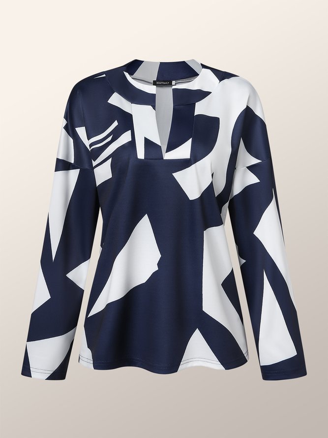 Blouse Femmes Géométrique Simple Automne Polyester Col V Aucune élasticité Régulier Droit Régulier
