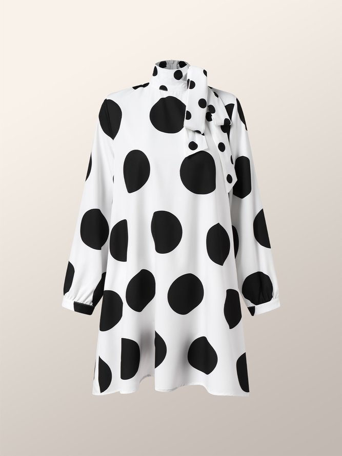 Robes Femme Pois Automne Élé Polyester Lâche Manches Longues H-Line Autres Autres