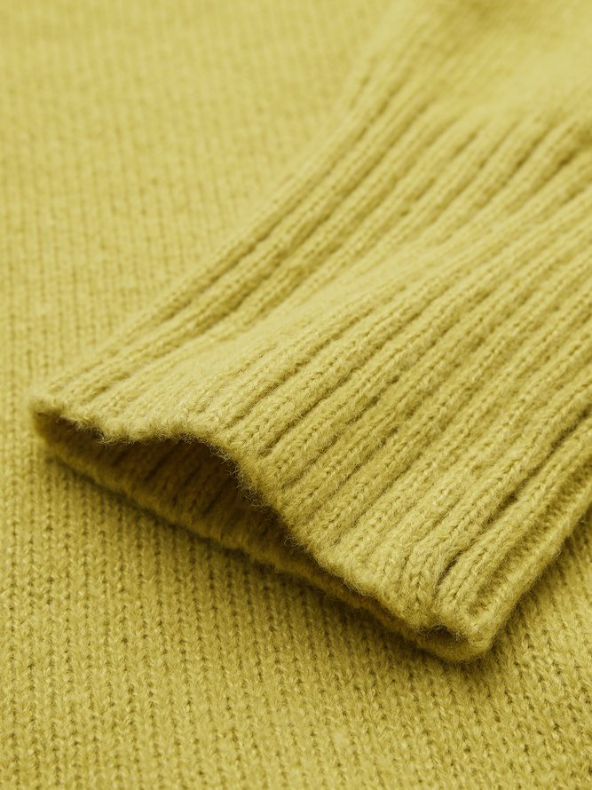 Pull Femmes Plain Simple Automne Acrylique Manches Longues Col Roulé Régulier H-Ligne Élasticité moyenne