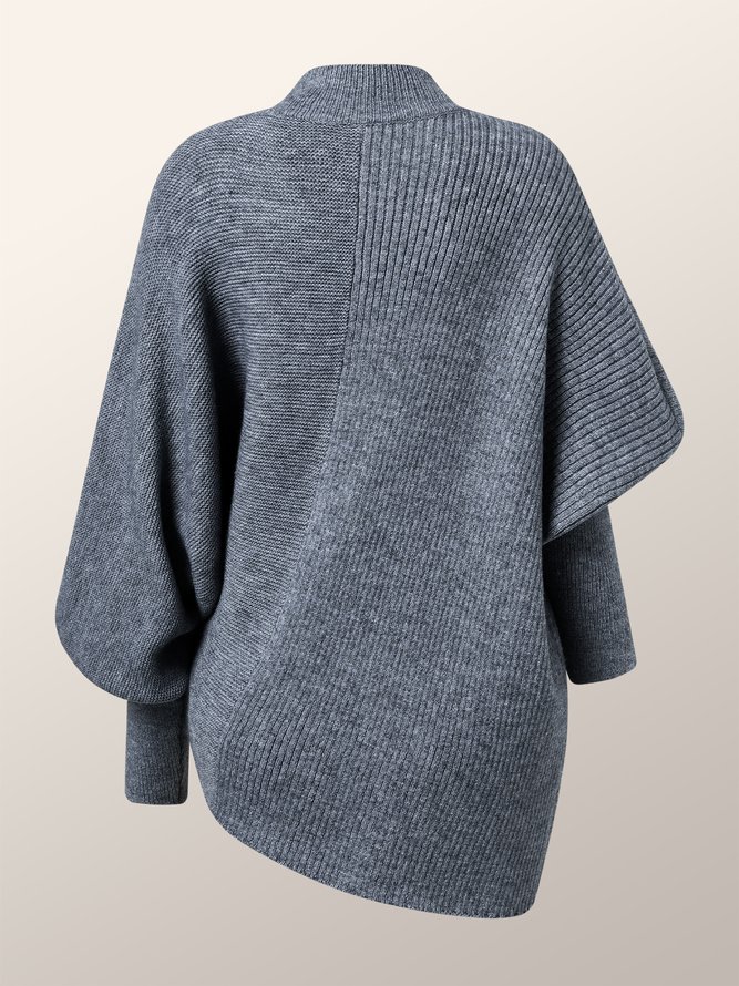Pull Femmes Plain Hiver Urbain Polyester Col Montant Ample Mi-longue-Long H-ligne Régulier