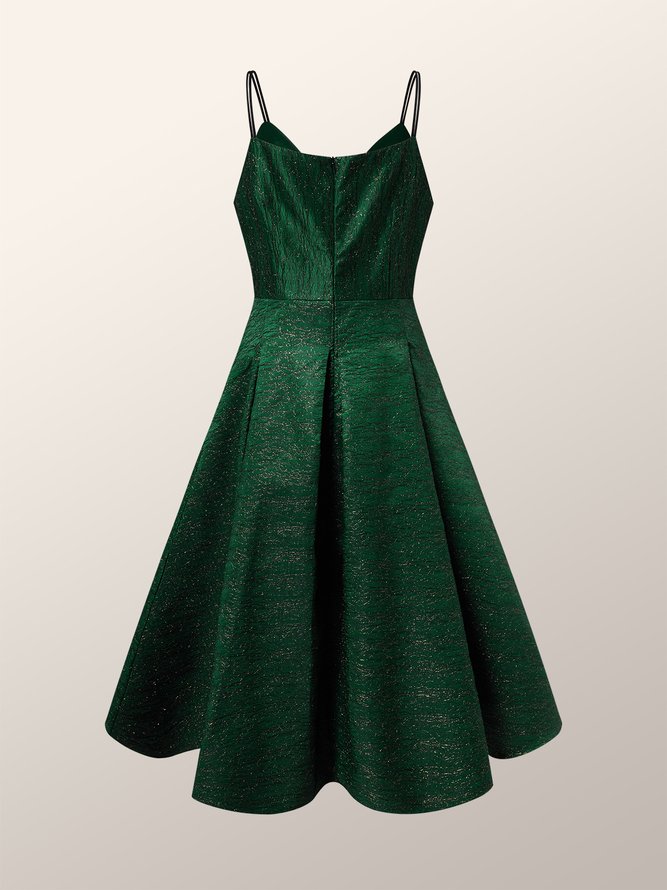 Mariage Robe & Fête Robe Plain Printemps Élégant Polyester Taille Haute Aucune élasticité Quotidien Mi-longue 1 * robe pour Femmes