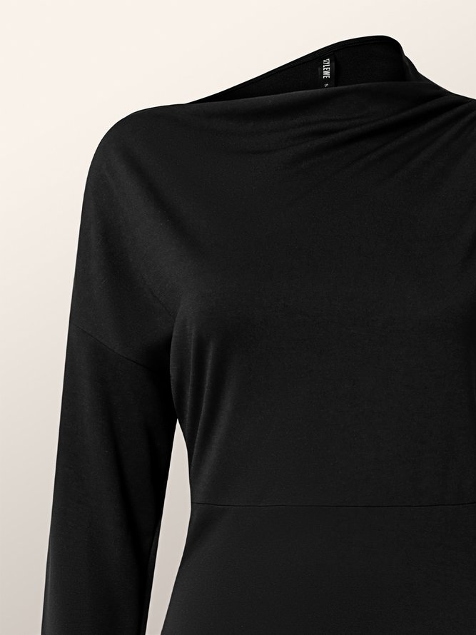 Robes Femmes Plain Automne Élégant Polyester Quotidien Coupe Régulière Mi-longue Taille Moyenne Régulier