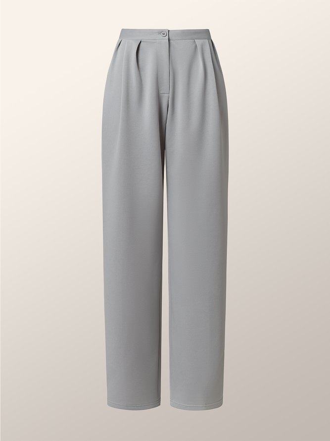 Ensembles de deux pièces Plaine simple Automne Polyester Quotidien Col rond Haut avec pantalon H-Line Régulier pour femme