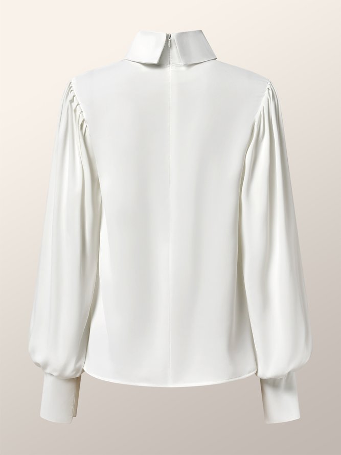 Blouse Plain Hiver Élégant Aucune élasticité Quotidien Manches Longues Col Roulé Régulier H-ligne pour Femmes