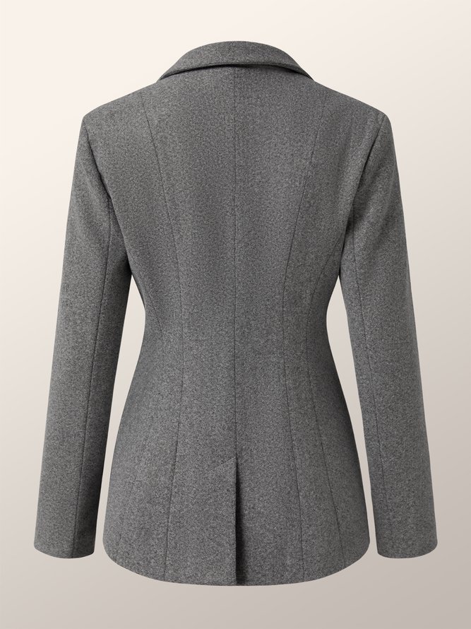 Blazer Plain Hiver Urbain Naturel Coupe Régulière Faire la navette à Col Revers H-ligne Régulier pour Femmes