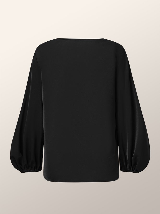 Blouse Femmes Plain Automne Urbain Polyester Aucune élasticité Quotidien Manches Longues Régulier Régulier