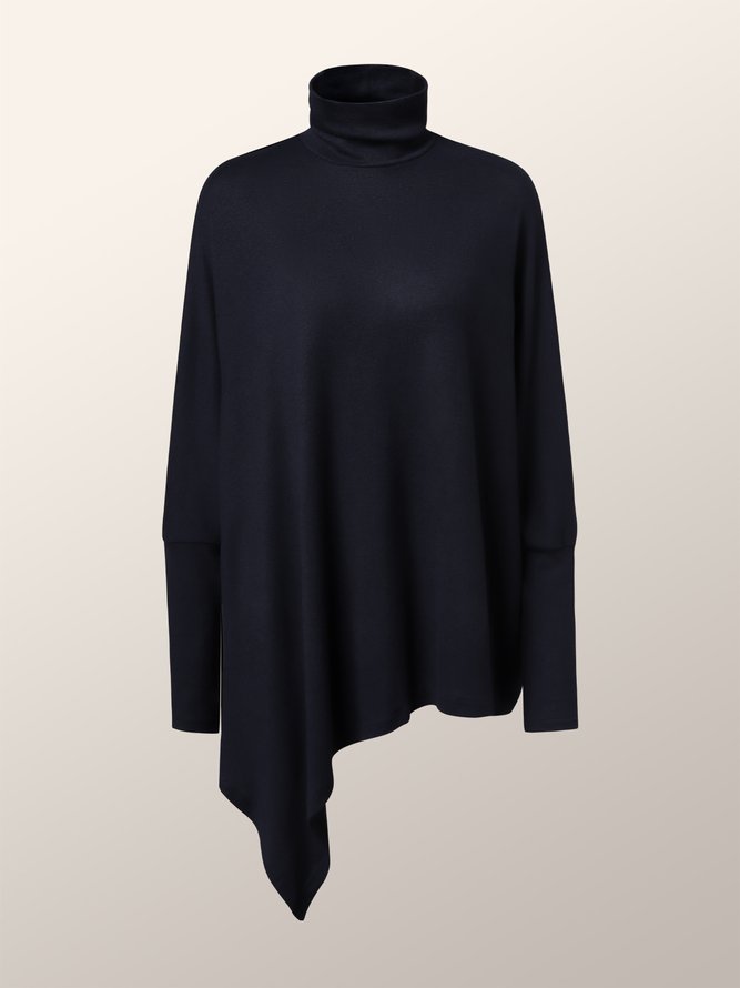 Femmes Plain Simple Automne Polyester Col Roulé Régulier Trapèze Régulier Régulier Taille Tops