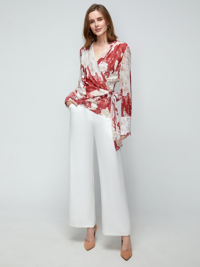 Chemisier Femme Abstrait L'automne Élé Polyester Sans élasticité Quotidien Regular Fit Manches Longues X-Line