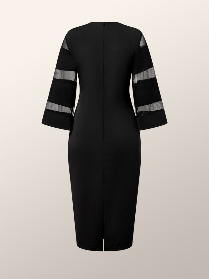 Robes Uni Automne Élé Polyester Regular Fit Navette S-Line Regular Hip Jupe pour Femme