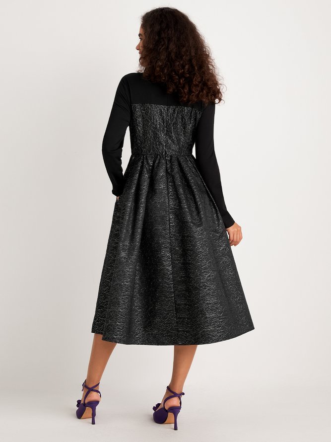 Robes Femmes Plain Automne Élégant Polyester Fête Coupe Régulière Mi-longue Ligne X Régulier
