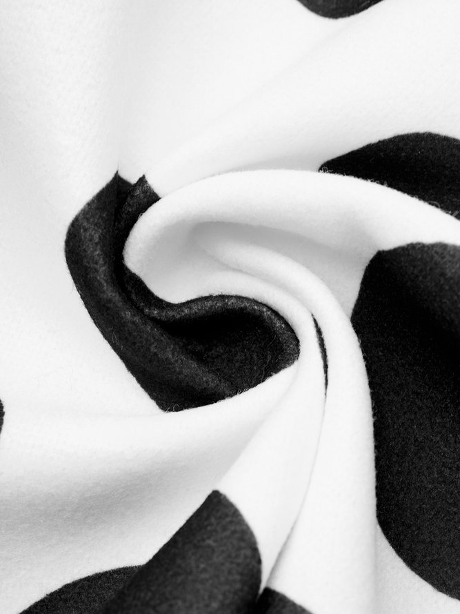 Pardessus Pois Polka Hiver Urbain Col Montant Poids lourd Aucune élasticité Manches Longues Mi-longue-Long x-ligne pour Femmes