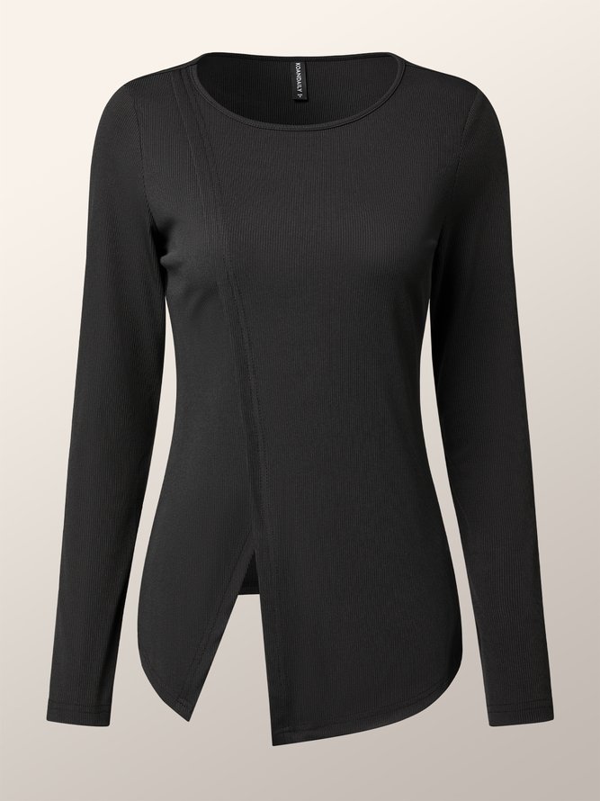 Plain Automne Urbain Micro-élasticité Col Rond Régulier S-Ligne Régulier Régulier Taille Pull pour Femmes