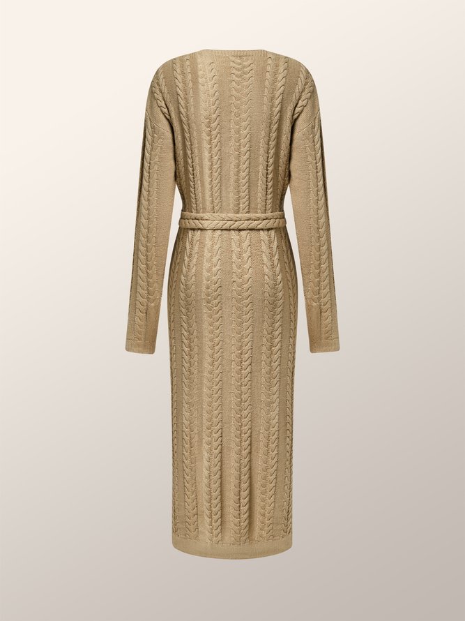 Robes Femmes Plain Hiver Élégant Acrylique Poids lourd Mi-longue 1 * robe Manches Longues Jupe hanche