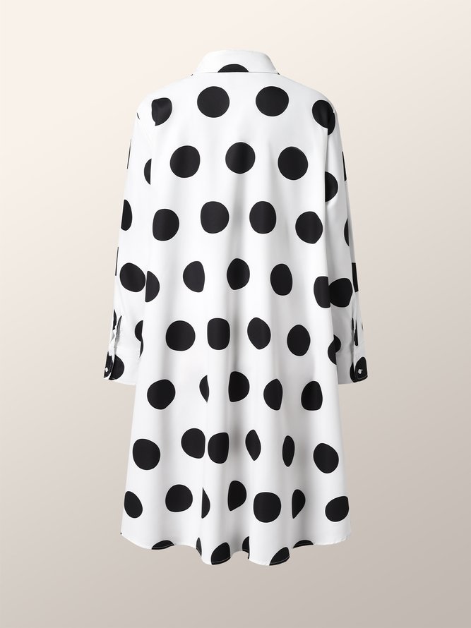 Robes Pois Automne Urbain Polyester Naturel Aucune élasticité Regular Fit Midi Trapèze pour Femme