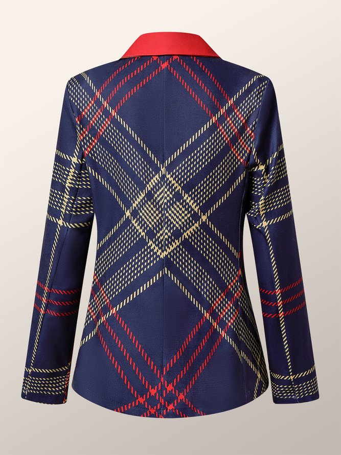 Blazer Femmes Bloc de Couleur Automne Urbain Polyester Naturel Coupe Régulière Faire la navette Manches Longues à Col Revers