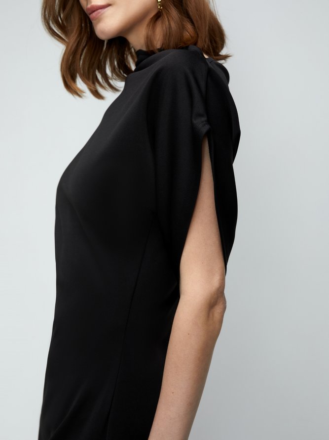 Robes Uni Automne Urbain Polyester Micro-élasticité Quotidien Regular Fit Manches courtes Autres pour Femme