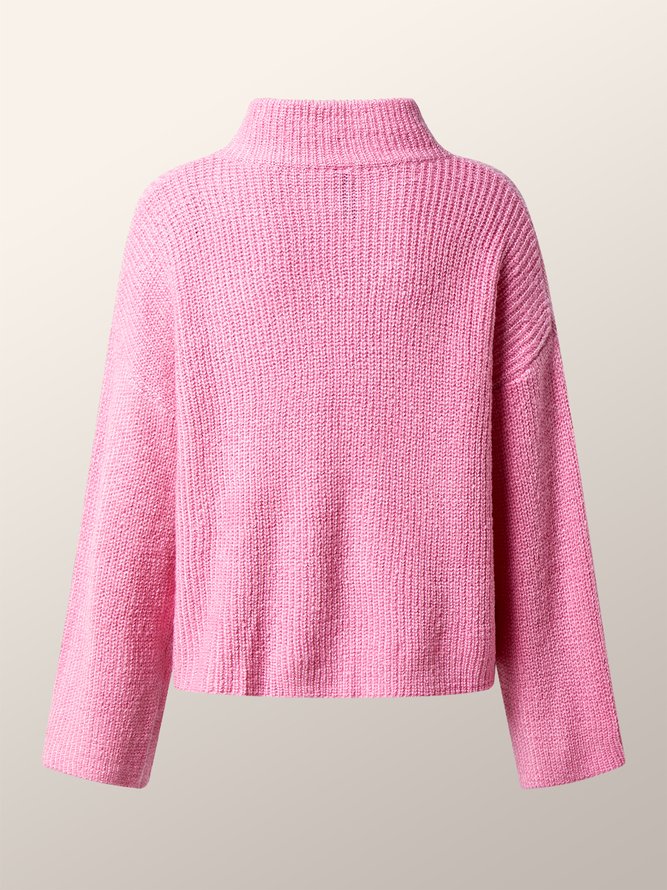 Pull Femmes Plain Automne Urbain Acrylique Col Montant Ample Faire la navette Droit Régulier