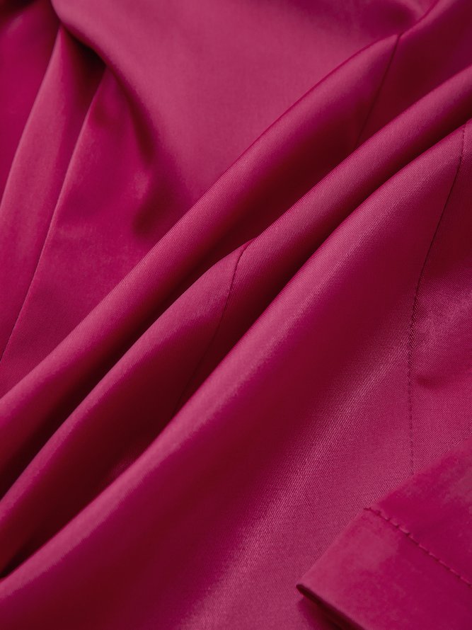 Blouson Plain Automne Élégant Polyester Micro-élasticité Manches Longues Col Châle Droit Régulier Taille pour Femmes