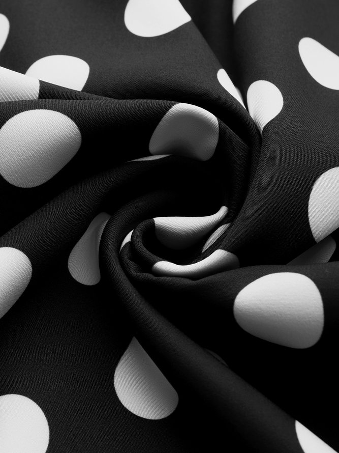 Mode Pantalon Femme Pois Automne Urbain Polyester Taille Haute Pas d'élasticité Quotidien Long Régulier