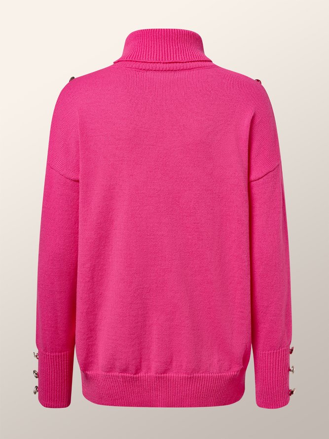 Pull Plain Hiver Urbain Polyester à Haute Élasticité Ample Régulier H-ligne Régulier pour Femmes