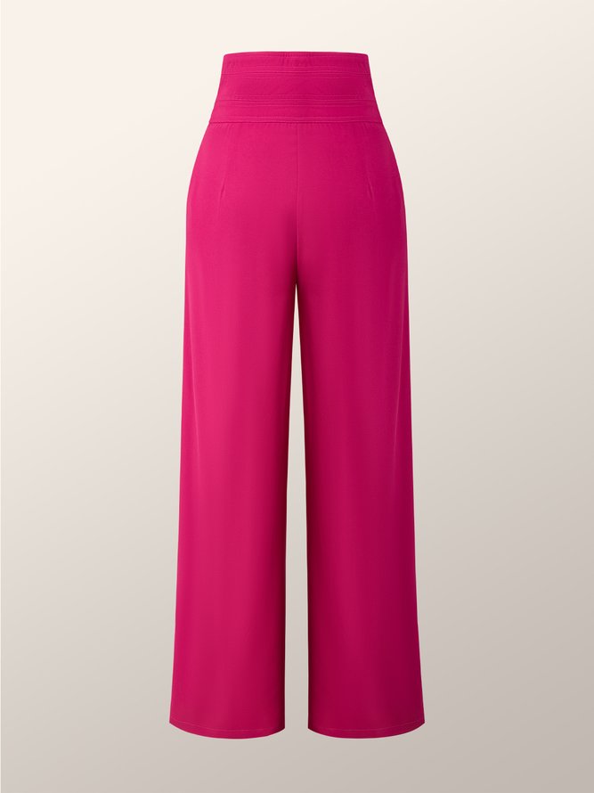 Été Droit Taille Haute Plain Ample Mode Faire la navette Pantalons
