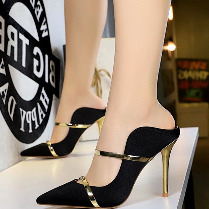 Chaussures de Satin de Rendez-Vous Sexy à Bout Pointu