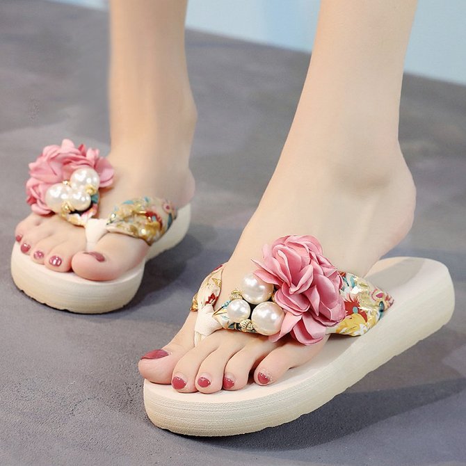 Printemps / Été Fleur Décontracté Plage Quotidien Pantoufle