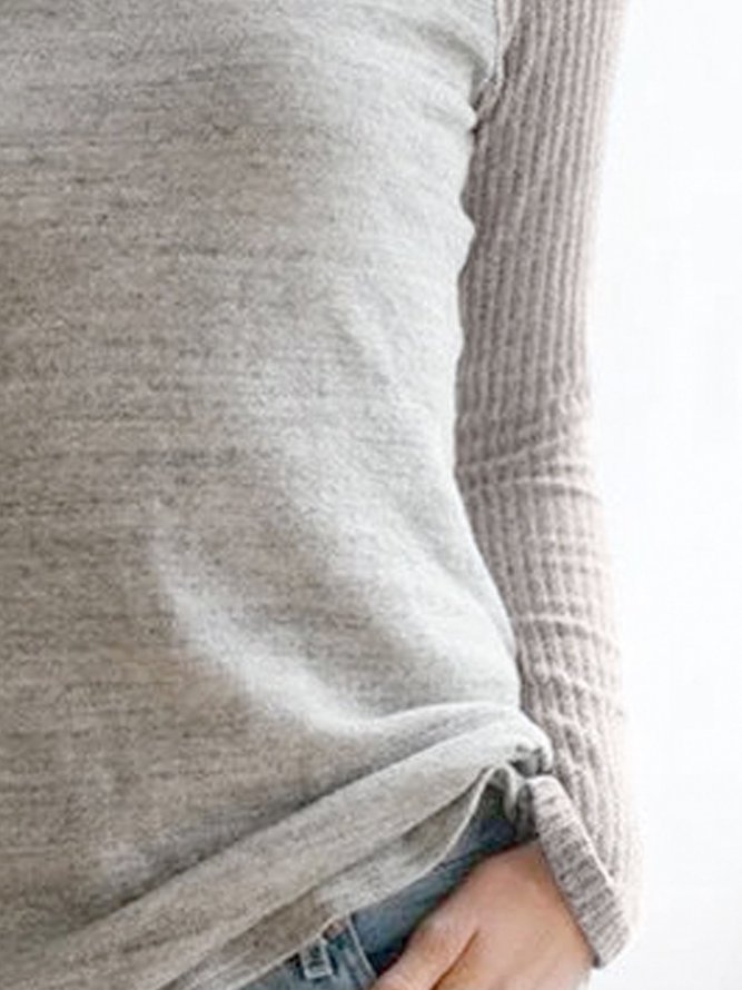 Tops Femmes Décontracté Plain Printemps Poids Moyen Quotidien de Grande Taille Manches Longues Ample Régulier