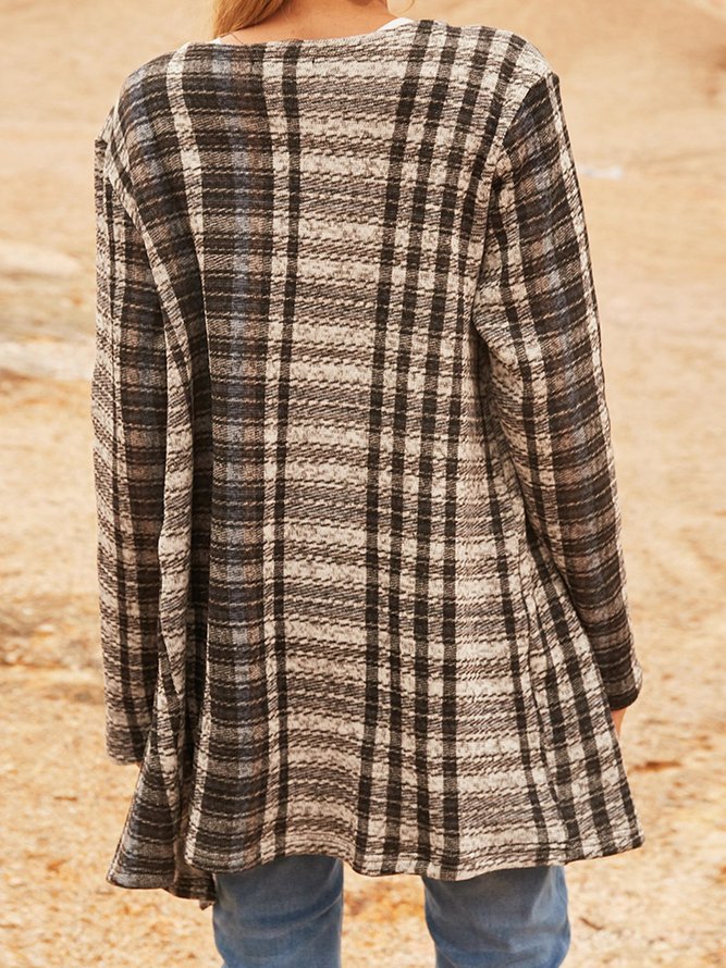 Gris à Panneaux en Mélangé de Coton Manches Longues Blouson