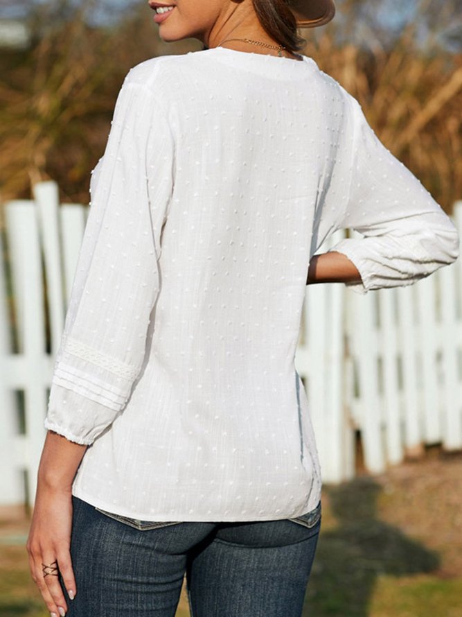 Top Droit Unicolore avec Guipure Dentelle