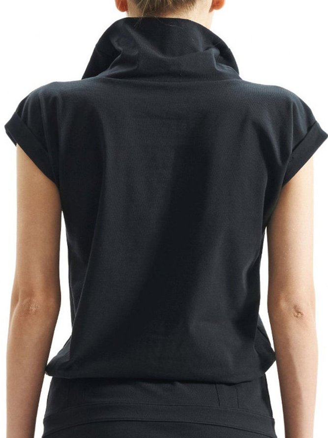 Tops Femmes Personnalisé Plain Hiver Col Montant Jersey Sportif Manches Courtes Adapté Régulier