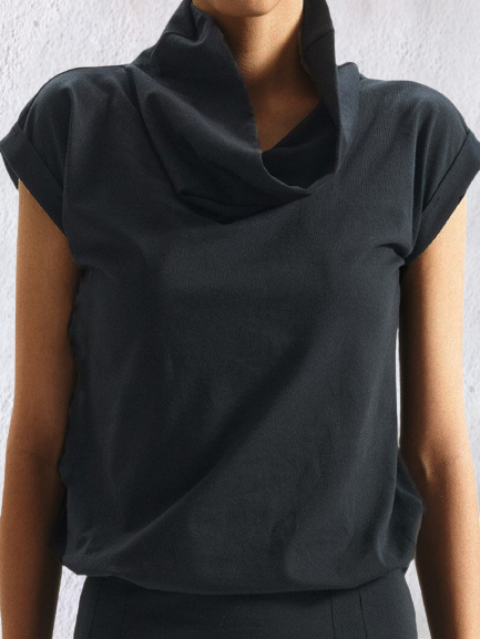 Tops Femmes Personnalisé Plain Hiver Col Montant Jersey Sportif Manches Courtes Adapté Régulier