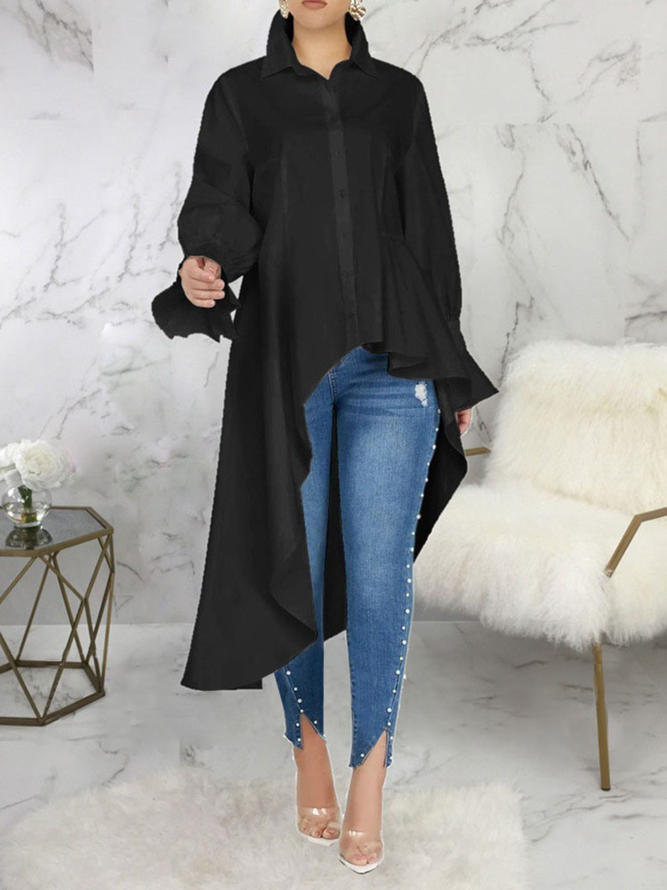 Manches Longues Asymétrique Personnalisé Blouse
