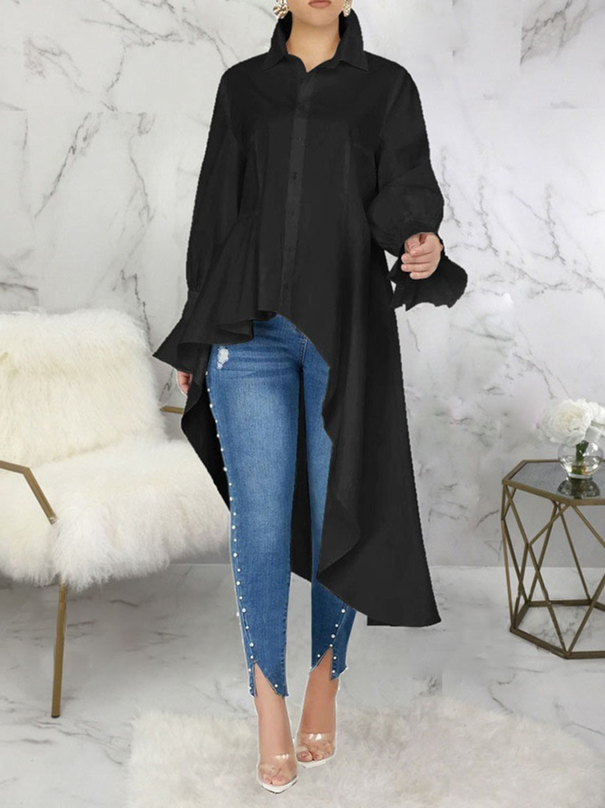 Manches Longues Asymétrique Personnalisé Blouse
