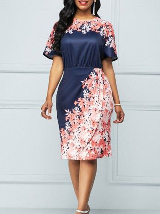 Robe Décontractée à Manches Courtes et à Col Rond