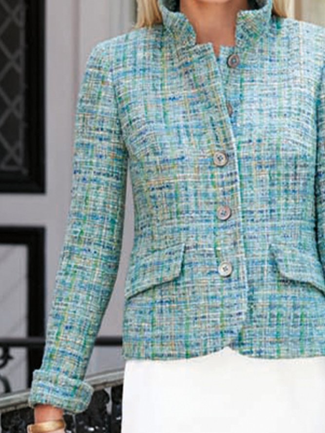 Manteau Élégant avec Poche à Col Montant