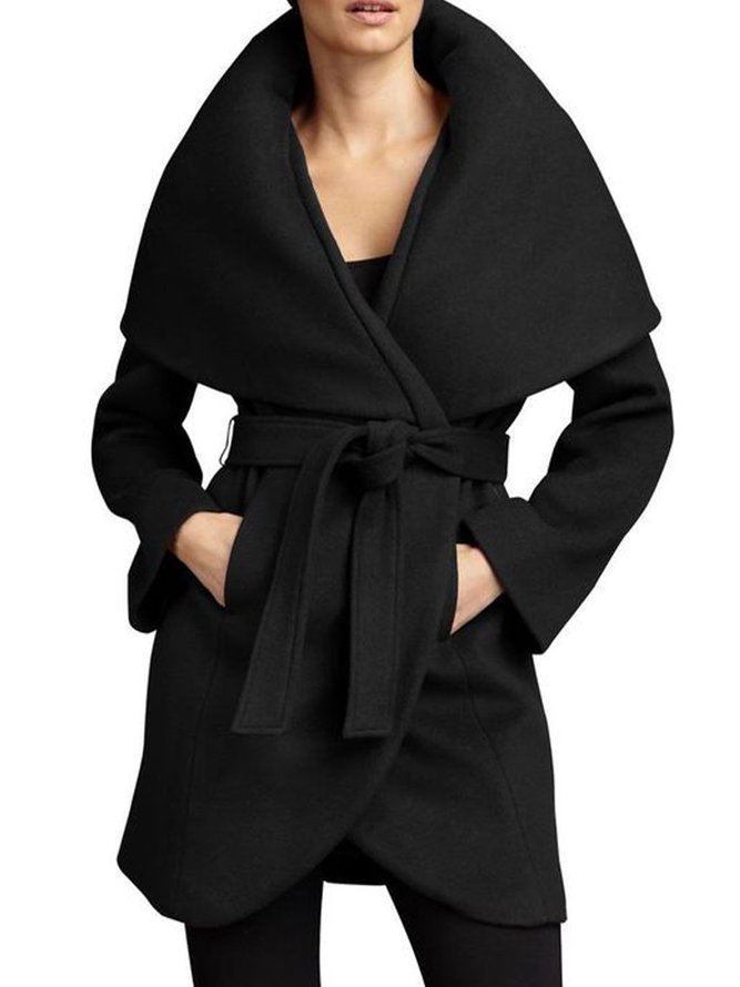 Manteau Élégant Plain à Manches Longues