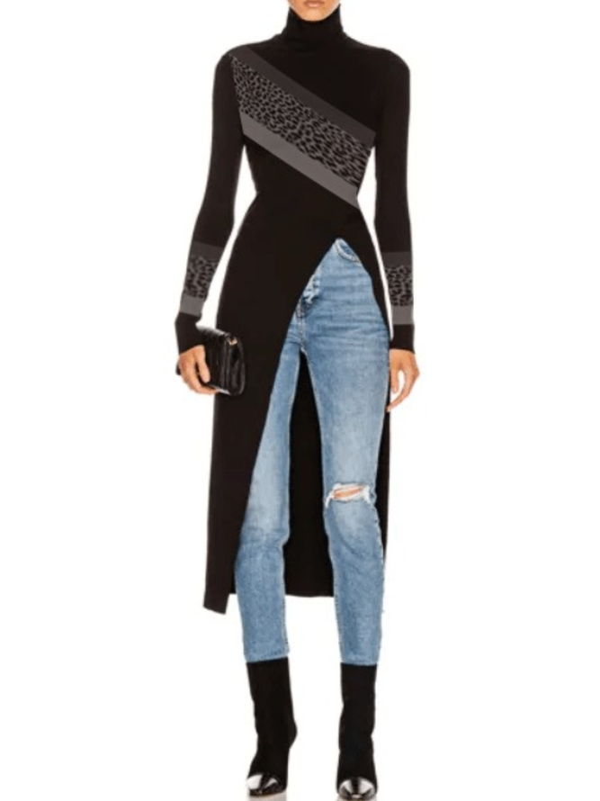 Pull d'Automne Très Extensible Élégant Simple Géométrique