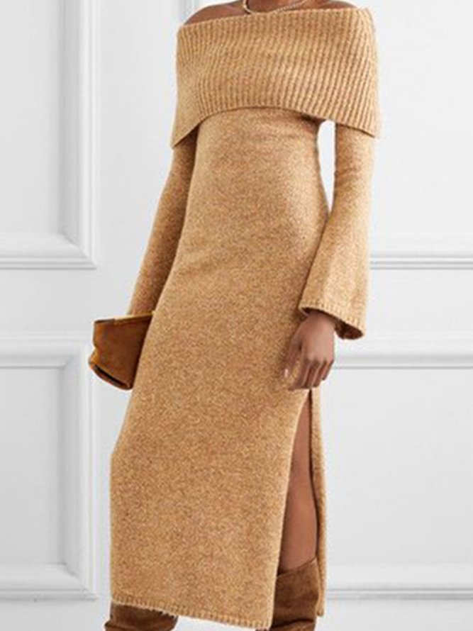 Robe à Manches Longues et à l'Encolure Bateau