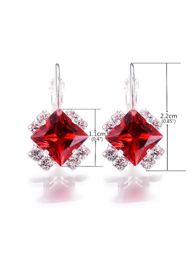 Boucles d'Oreilles Simples Avec Faux Diamant en Alliage