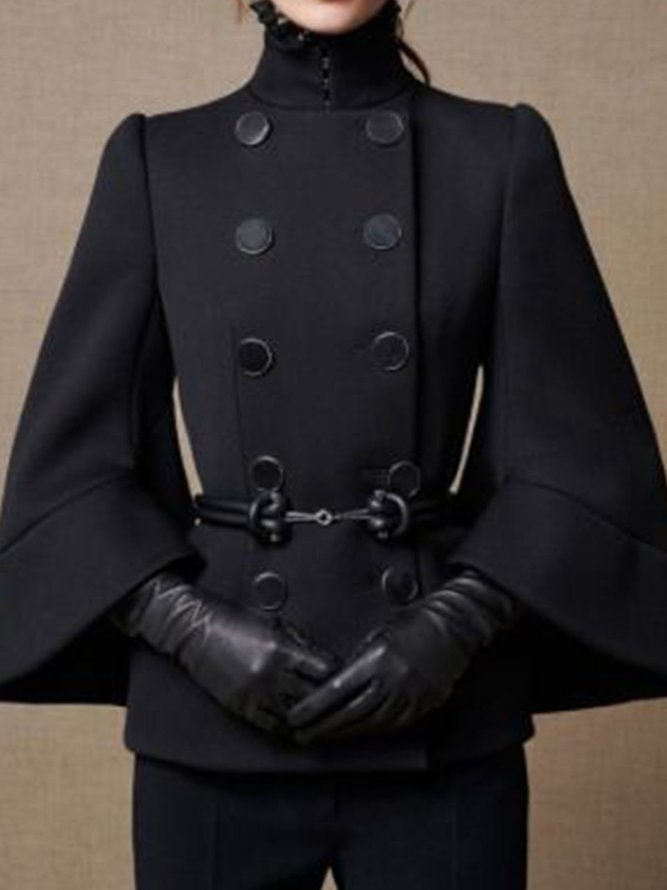 Manteau de Coupe Régulière Plain à Col Montant