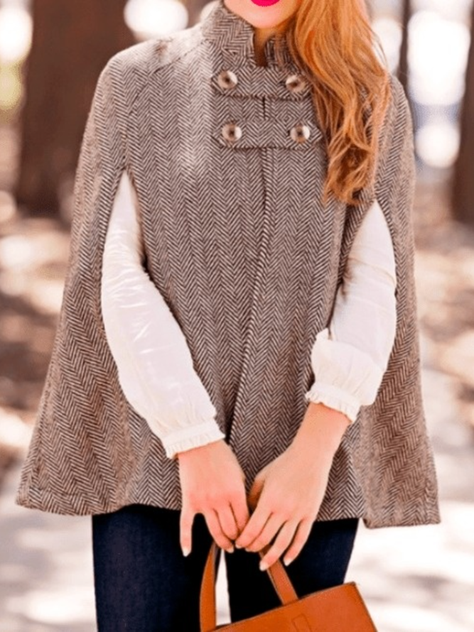 Manteau Élégant Quotidien Simple à Col Montant pour Automne