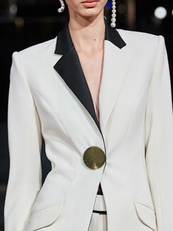Blazer Formel en Bloc de Couleur Pour Travail