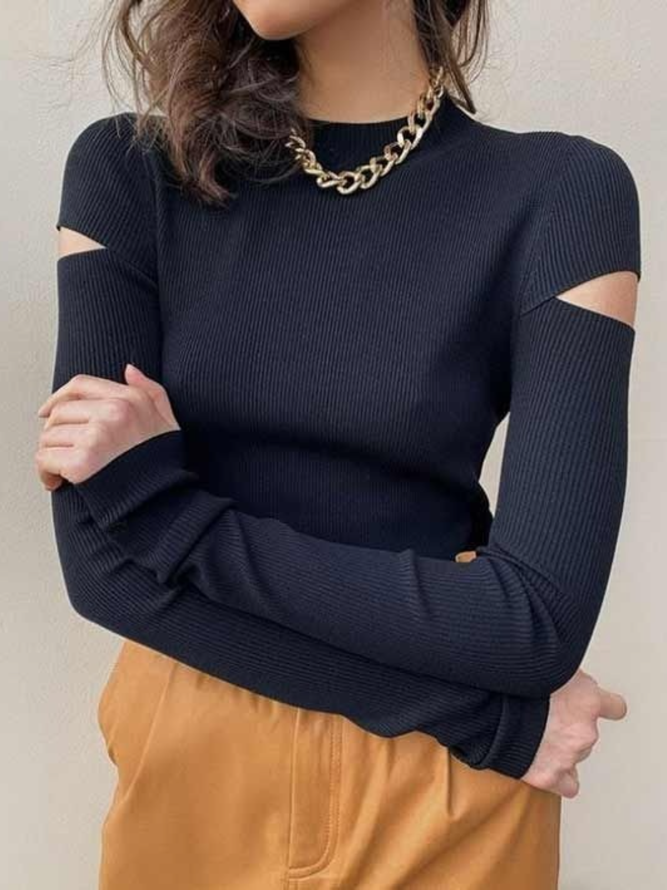 Pull Moulant Plain à Col Rond et à Poids Moyen pour l'Hiver