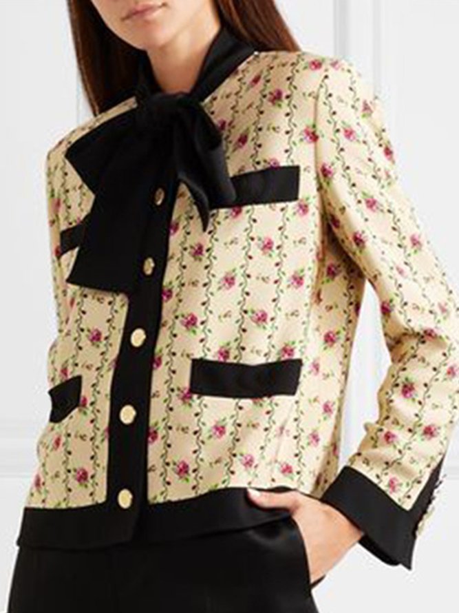 Manteau de Coupe Régulière Doux Simple Floral
