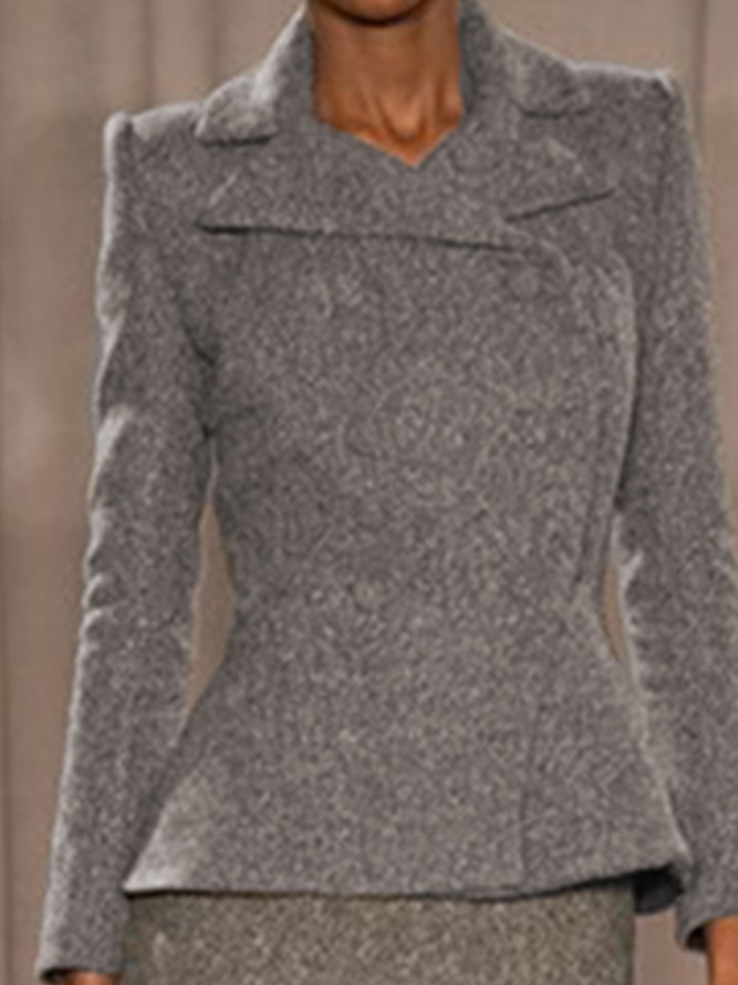Manteau Élégant Unicolore à Col Revers