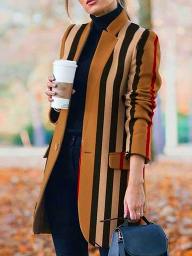 Rétro Décontracté Simple Décontracté en Laine Blazer